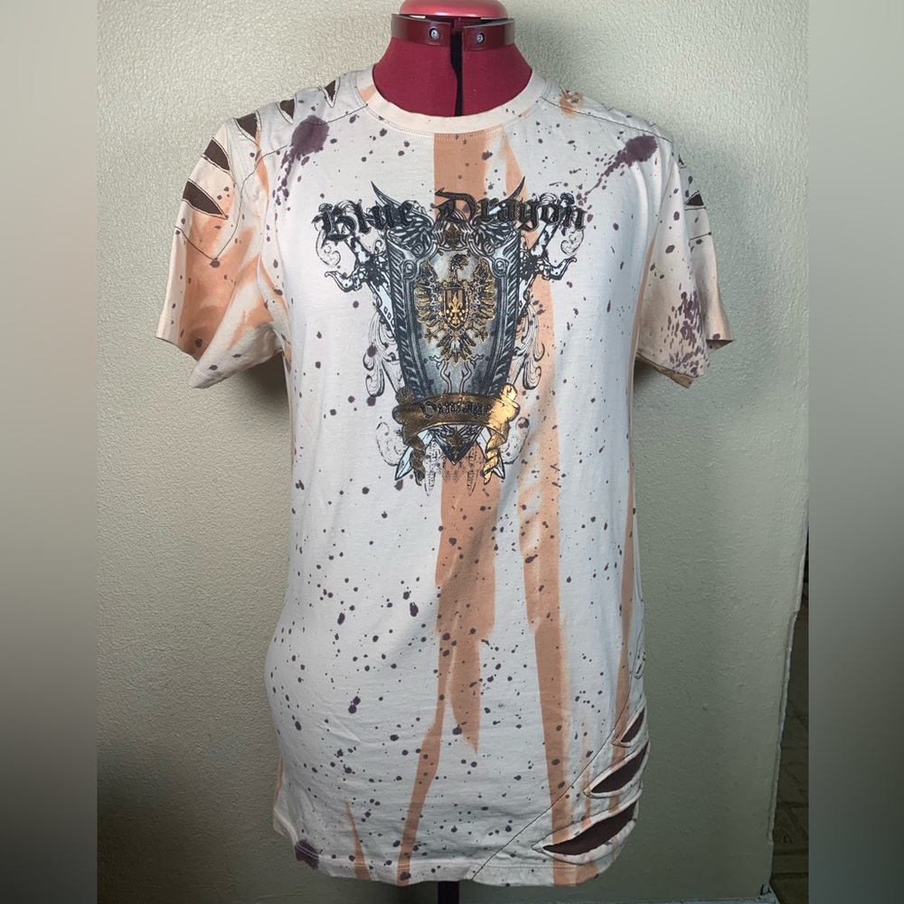 Blue Dragon Vintage Short Sleeve Ter with Slash Design